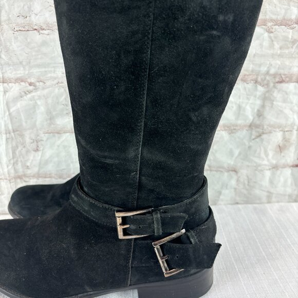 Clarks Women's 8 M Black Suede Plaza Steer Buckle Tall Riding Zip Boots - Picture 9 of 14